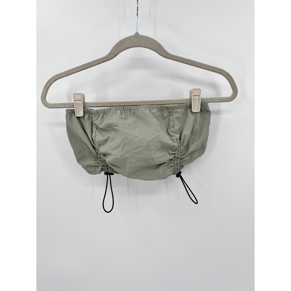 Garage Sage Green Nylon Bungee Cord Bandeau Tube Top Back Zip Small P/S